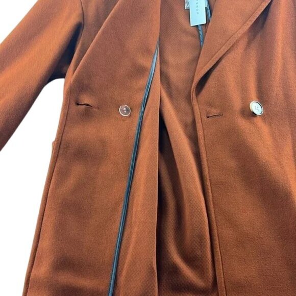 Topshop Peacoat Burnt Orange Wool Blend Coat Women's Size 10 NWT - Picture 10 of 10